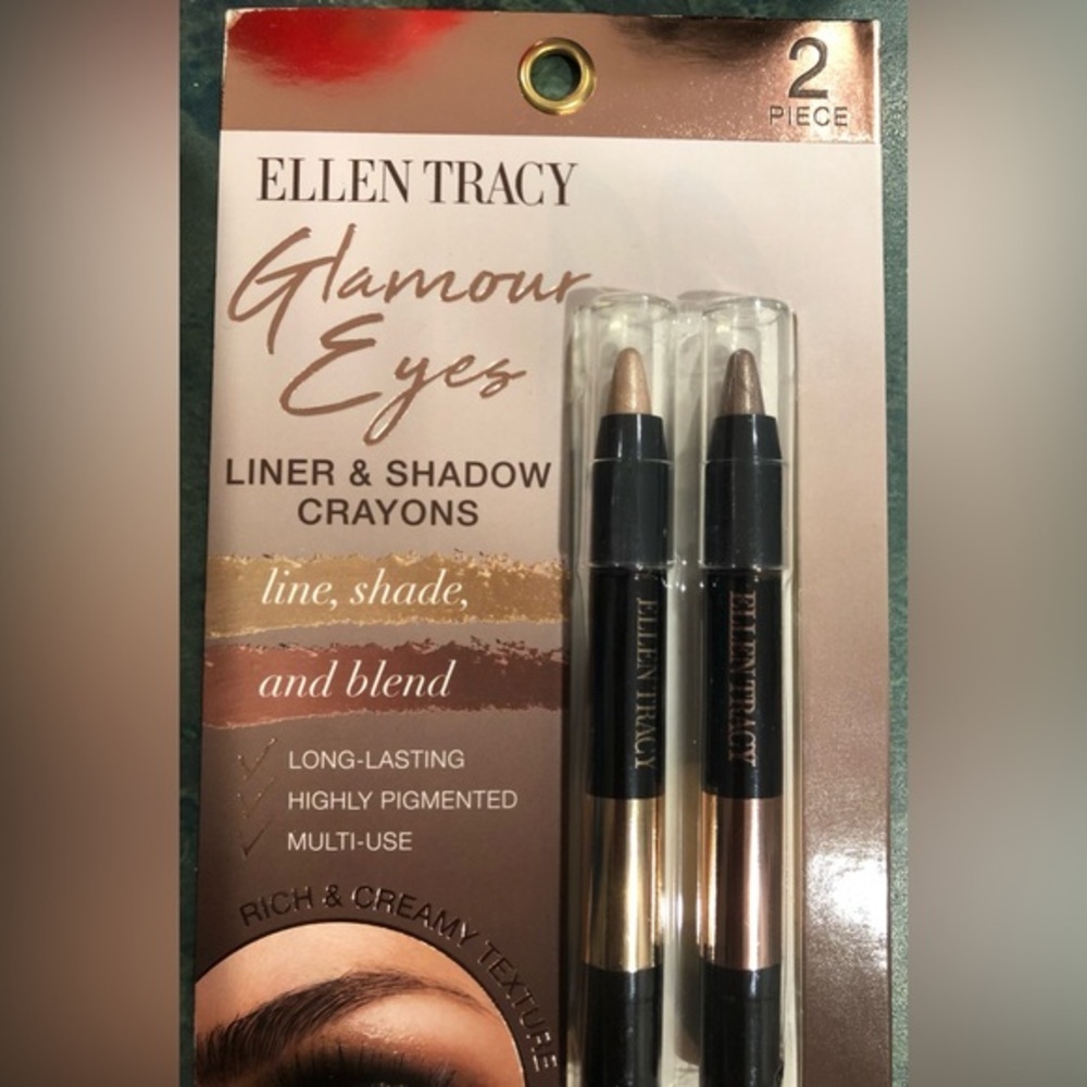 2piece Ellen Tracy glamour eyes Champagne & Rose Gold liner & shadow crayons new